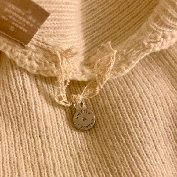 Anthropologie Knitted & Knotted Cream Sweater Sleeveless Boho Size S - Picture 10 of 11